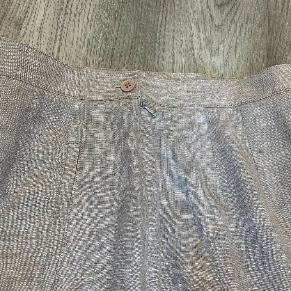 Talbots 100% Irish Linen Cropped Pleated Trouser in Oatmeal - Picture 3 of 9